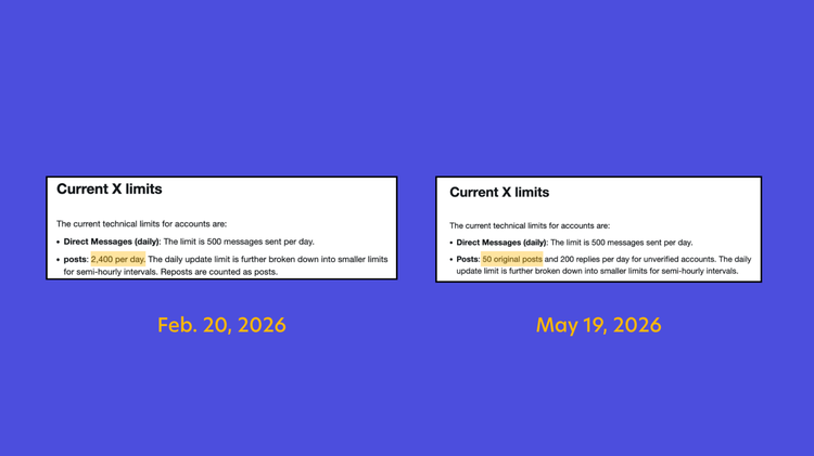 Two screenshots of post caps in the X Help Centre.
