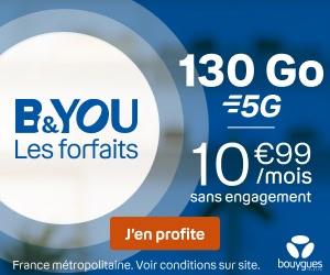 🔖 B&You, forfait 5G illimité/130Go à 11€/mois