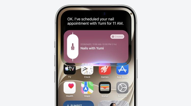 Siri AI creating a calendar appointment to get nails done
