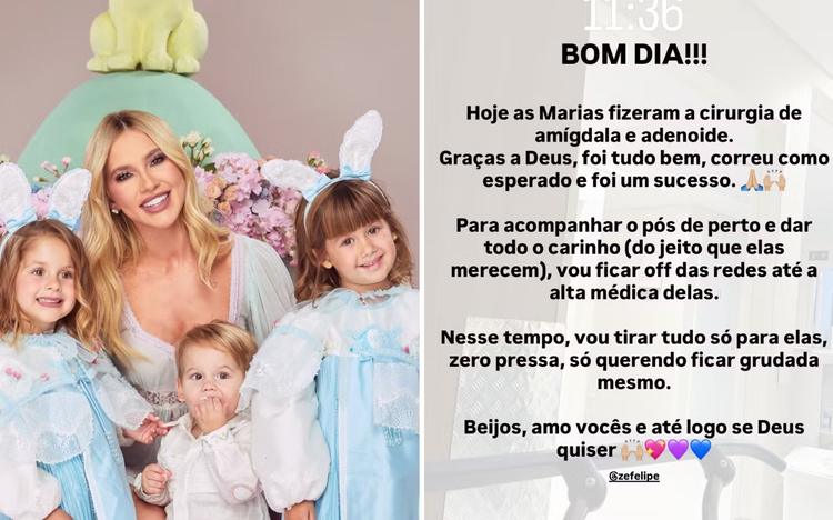 Virginia anuncia pausa nas redes após cirurgias das filhas e explica decisão