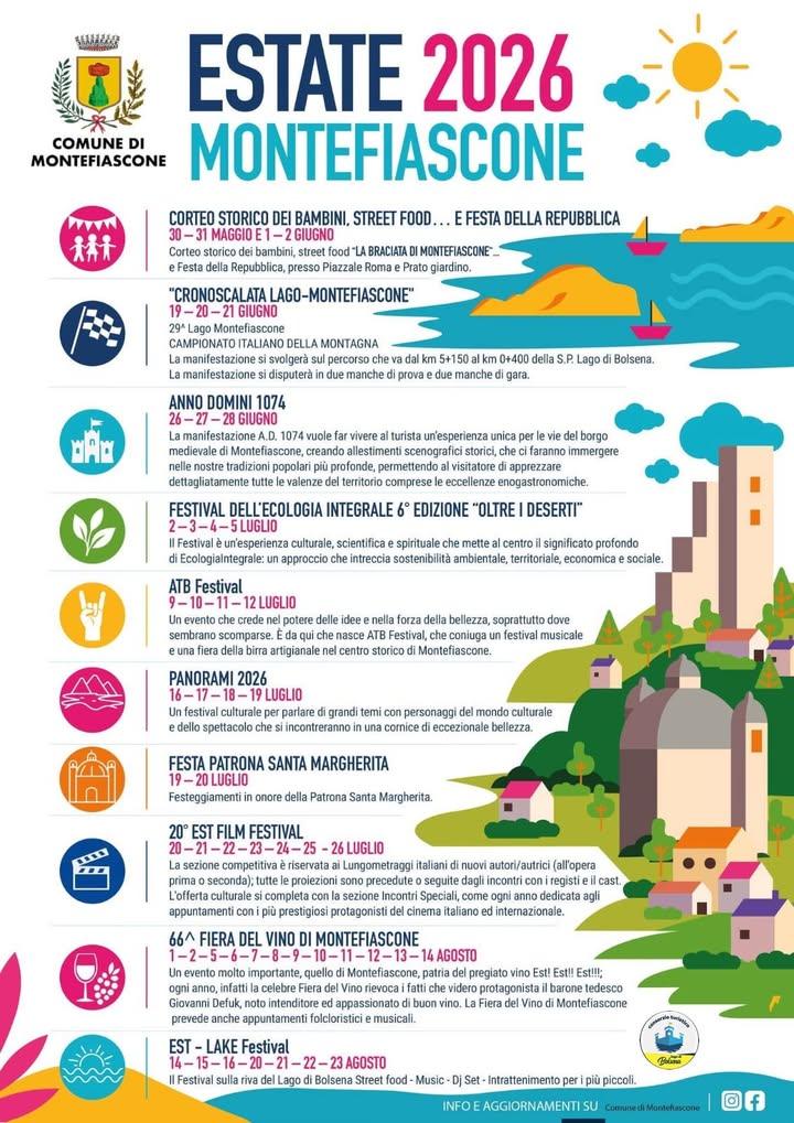 ☀️ 🏝ESTATE 2026 a Montefiascone (VT) 🏝 ☀️ Sta tornando l’estate montefiasconese 🎉 📅 A partire dal 30 maggio Montefia...