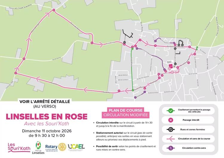Linselles en Rose - Plan du parcours