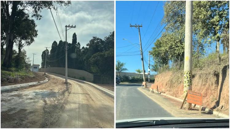 Prefeitura começa a asfaltar bairro e deixa postes de energia no meio da rua em Sorocaba