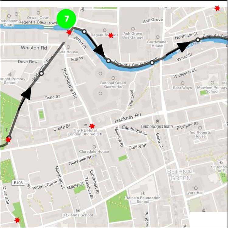 Part 7 of the London Cycle Shoreditch & Regents Canal from Goldsmith's Row to Sir Walter Scott's Pub and along Regent's Canal 