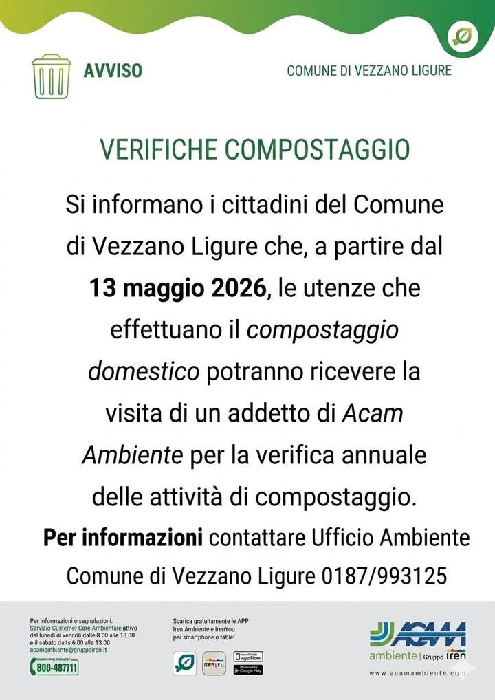 VERIFICHE COMPOSTAGGIO DAL 13 MAGGIO 2026.