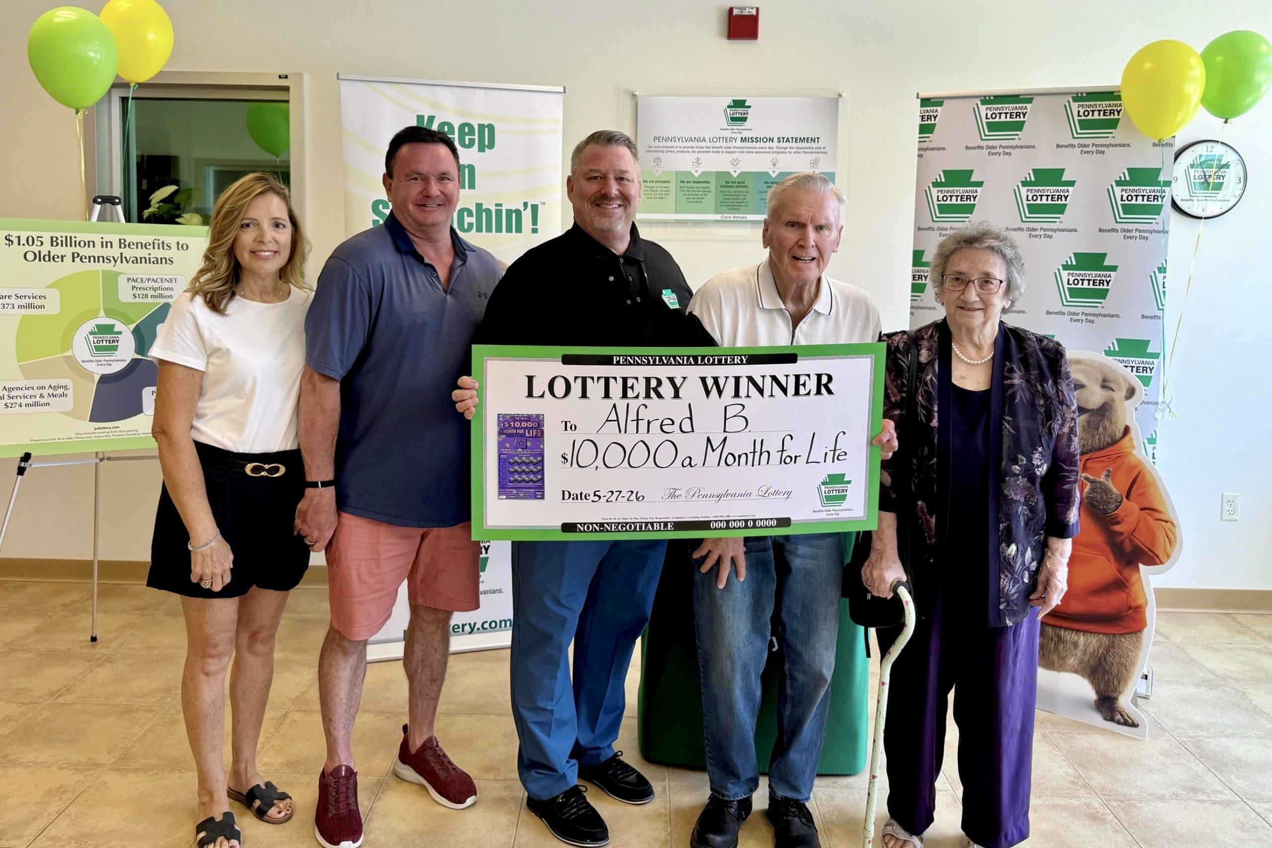 Berks senior presented with commemorative check after winning $10K a Month For Life on PA Lottery scratch-off