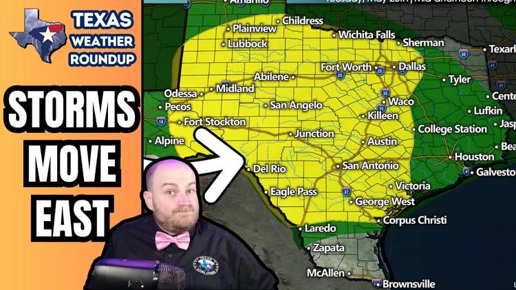 Texas Storms Move East Today With Flash Flooding, Damaging Winds, and Hail Possible