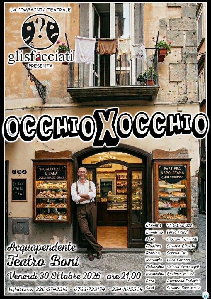 📅Il 30 ottobre alle ore 21.00 al Teatro Boni andrà in scena "Occhio X Occhio" 🎭 ☎Info e prenotazioni  +39 3205748516 -...