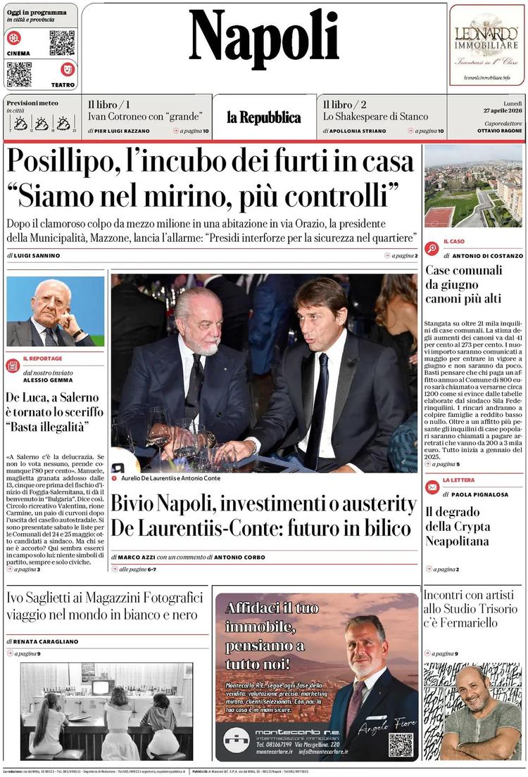 La Repubblica ed. Napoli: “Investimenti o austerity?”