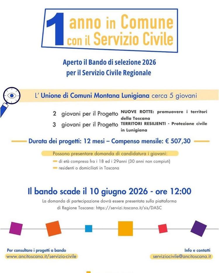 📢 Servizio Civile Regionale in Lunigiana: cercasi 5 giovani Un’opportunità per mettersi in gioco, acquisire competenze...