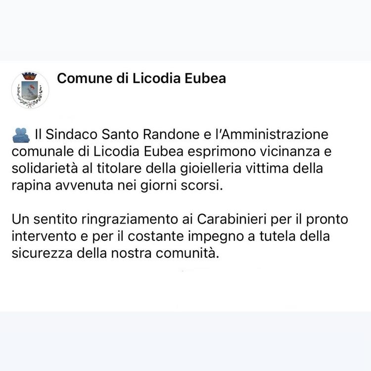 🫂 Il Sindaco Santo Randone e l’Amministrazione comunale di Licodia Eubea esprimono vicinanza e solidarietà al titolare ...
