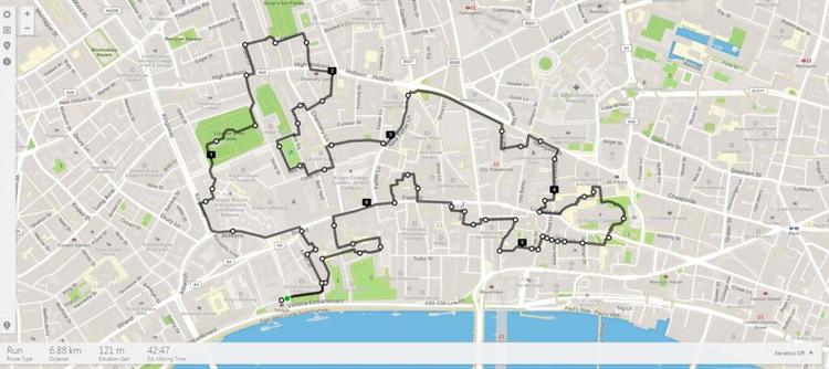 Route overview of the London Fleet Street Walk 