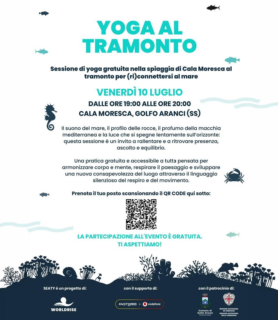 Yoga al Tramonto a Cala Moresca Stasera, venerdì 10 luglio dalle 19:00 alle 20:00 Vi aspettiamo per un momento di piacer...