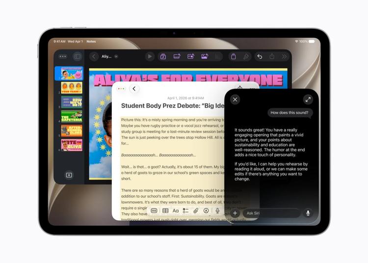 screenshot showing siri ai features on ipad screen