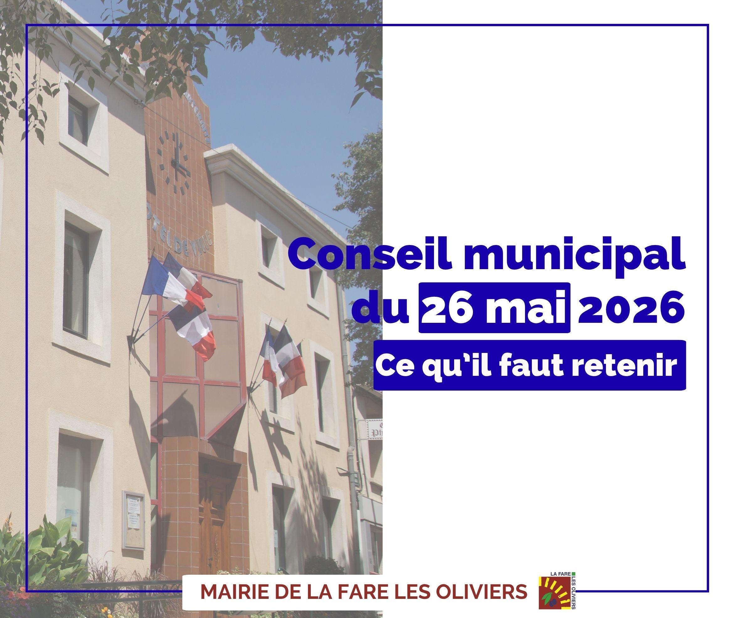 Résumé du conseil municipal du 26 mai