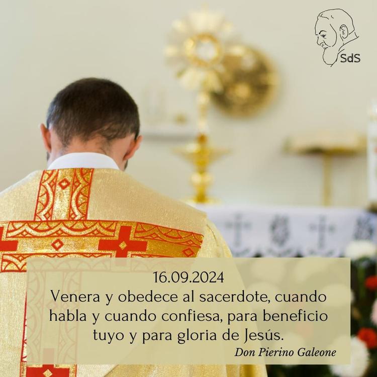 16.09.2024
Venera y obedece al sacerdote, cuando habla y cuando confiesa, para beneficio tuyo y para gloria de Jesús.

Padre Pierino Galeone