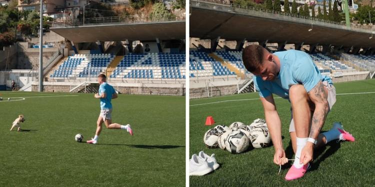 Ross Barkley sceglie Taormina: l'inglese dell'Aston Villa si allena al «Bacigalupo» (col cane)