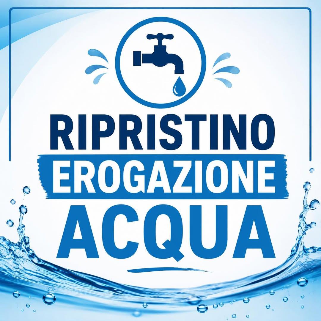 Si comunica alla cittadinanza che da domani sarà ripristinata la normale erogazione di acqua