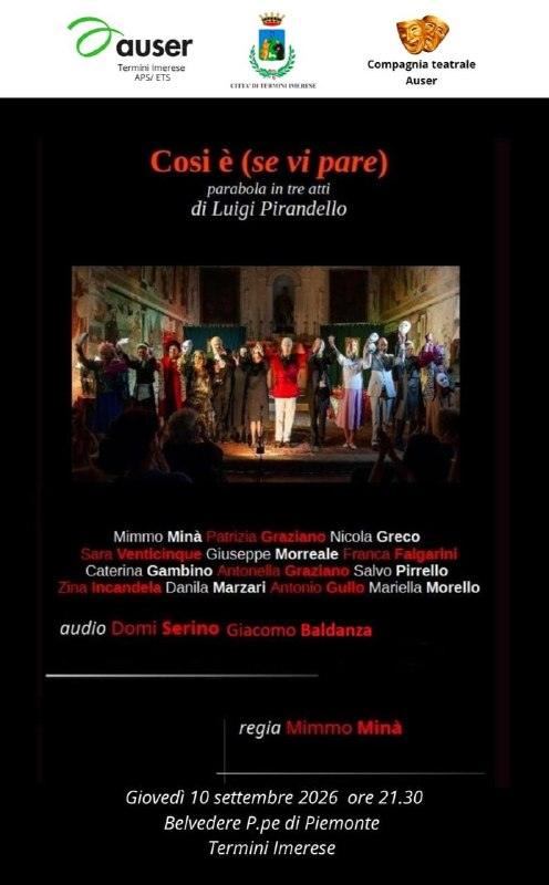 🎭 Appuntamento con il teatro a Termini Imerese! Giovedì 10 settembre 2026, alle ore 21:30, presso il Belvedere P.pe di...
