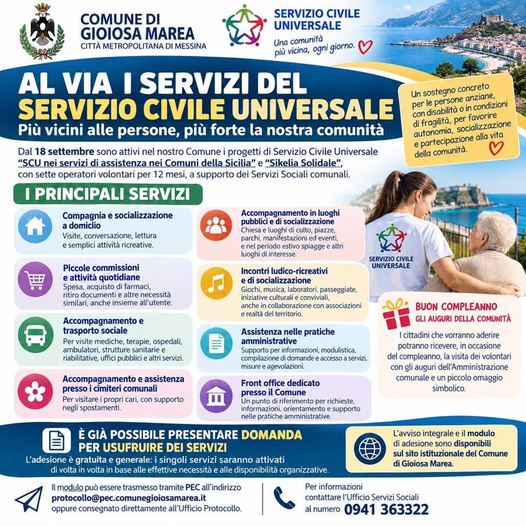 📌 SERVIZIO CIVILE UNIVERSALE: AL VIA I NUOVI SERVIZI DI ASSISTENZA ALLA COMUNITÀ Il Comune di Gioiosa Marea informa i c...