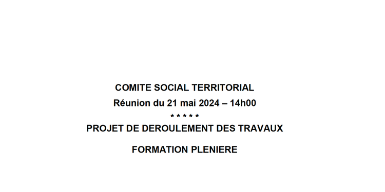  Ordre du jour du prochain Comité Social Territorial  