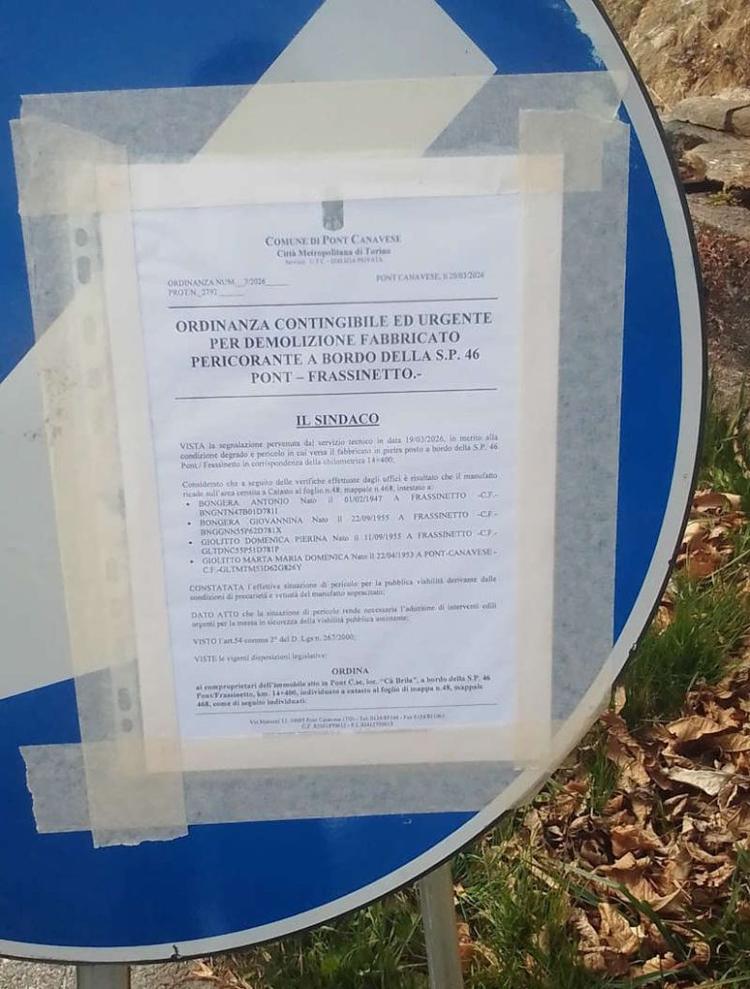 pont canavese sp 46 di Frassinetto chiusura strada