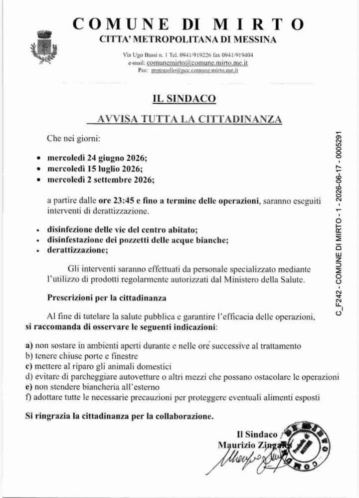 Comune di Mirto Posted