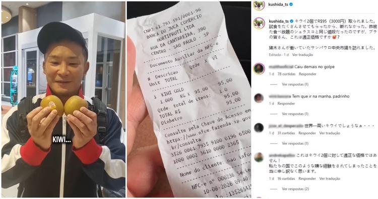 'Dois kiwis por R$ 95': lutador japonês se surpreende com preço no Mercadão e internautas citam 'golpe da fruta'