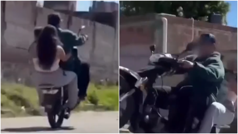 ¡VIDEO! Así una pareja hizo "willy" en una moto con su bebé en brazos