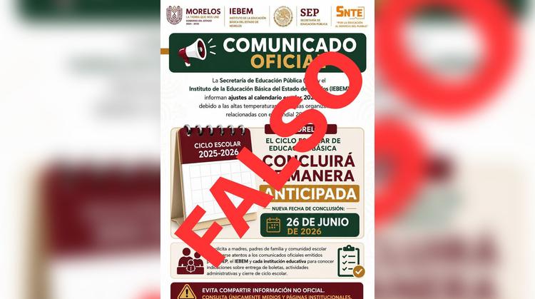 ¿Te llegó un mensaje sobre adelantar el fin del ciclo escolar en Morelos? IEBEM desmiente los rumores