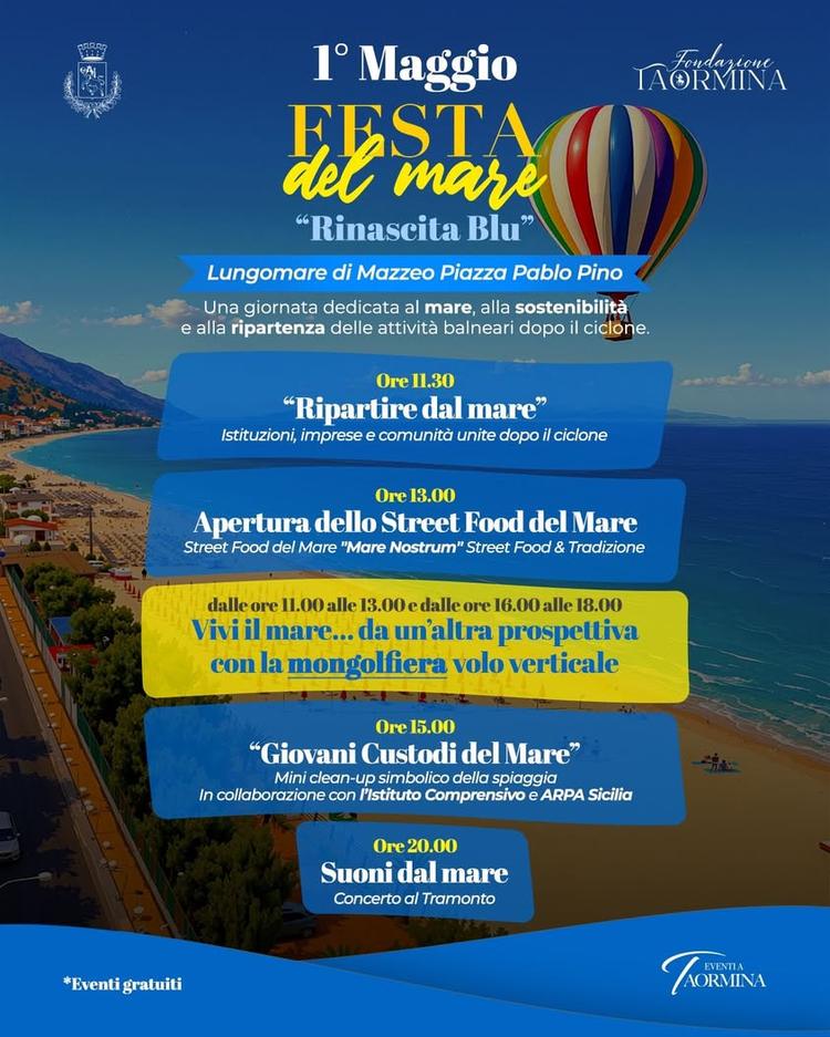 🌊 Mazzeo celebra il mare e la sua rinascita Giovedì 1° maggio torna la Festa del Mare “Rinascita Blu”, una giornata ded...