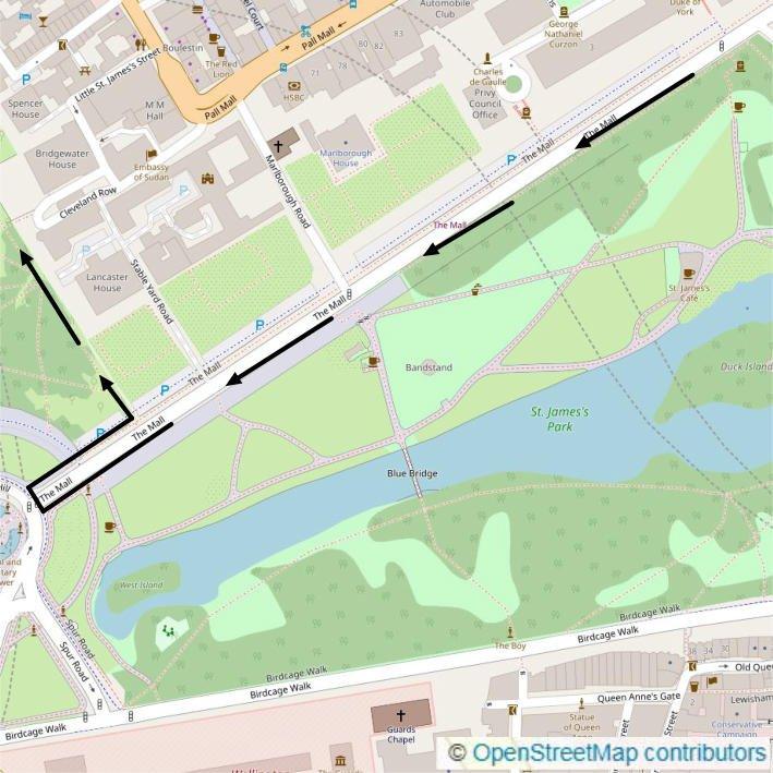 London Half Marathon Run Route past St. James's Park