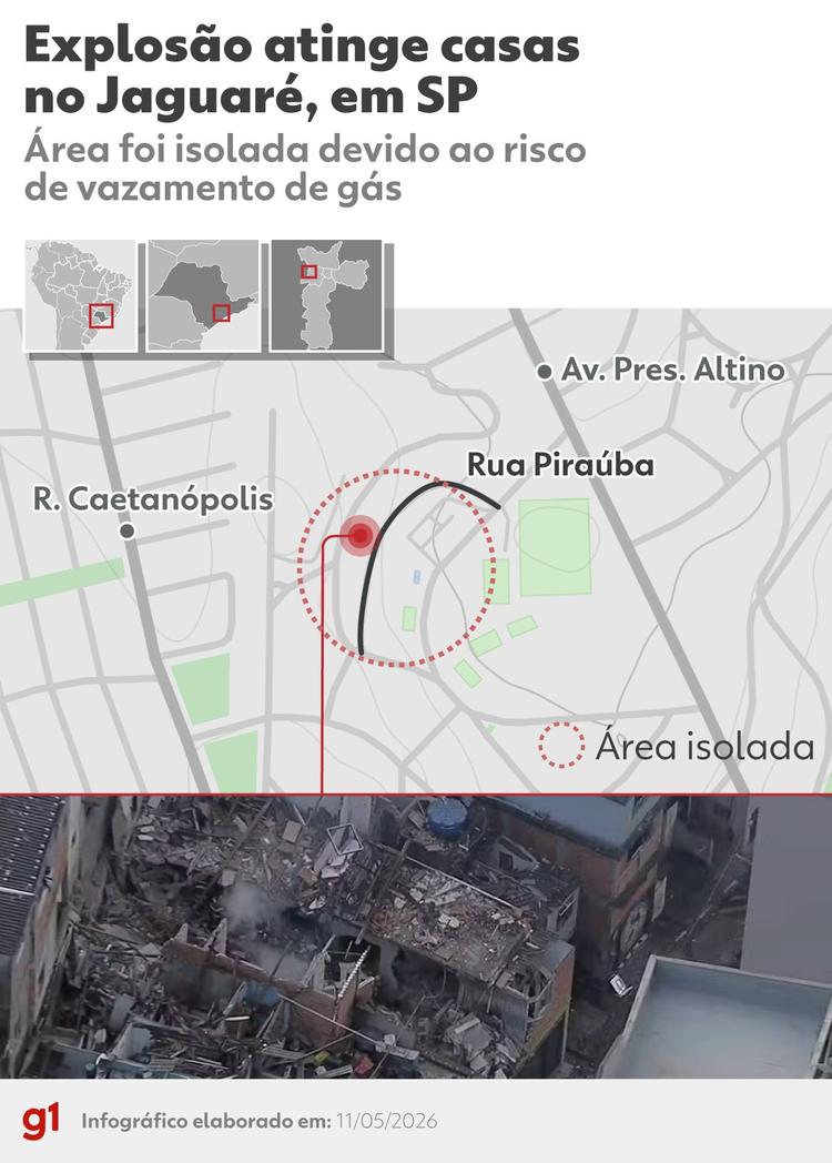 VÍDEOS: moradores registram equipe da Sabesp trabalhando em obra momentos antes da explosão no Jaguaré, Zona Oeste de SP