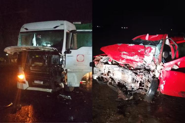 Três homens morrem após acidente grave entre carro e carreta na BR-158 em Três Lagoas