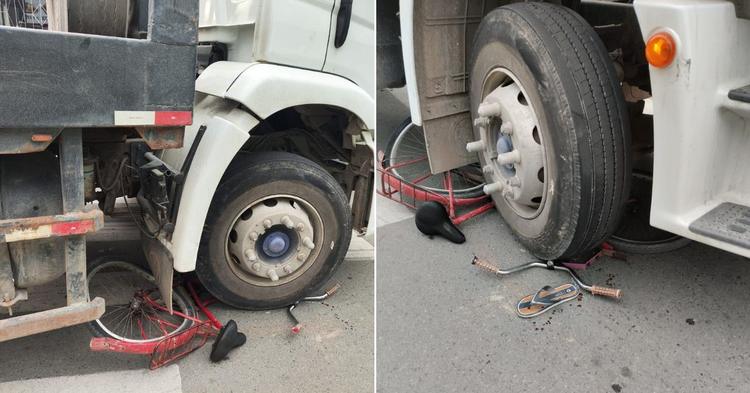Ciclista tem dedos esmagados após atropelamento por caminhão em Navegantes