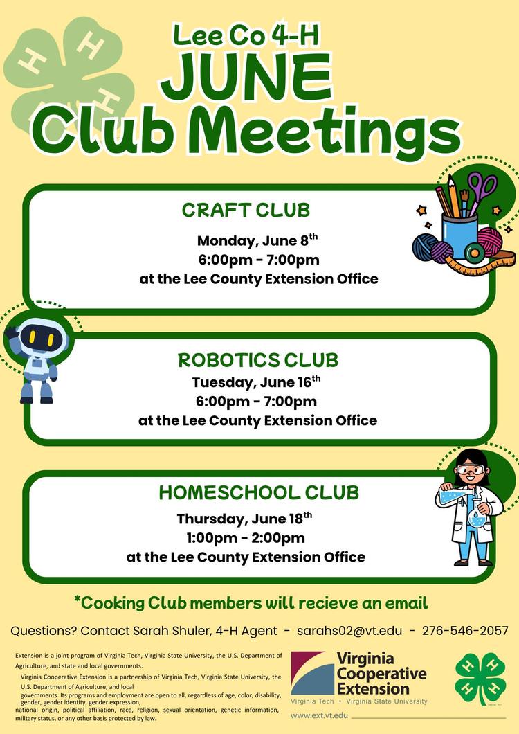 June 4-H Schedule