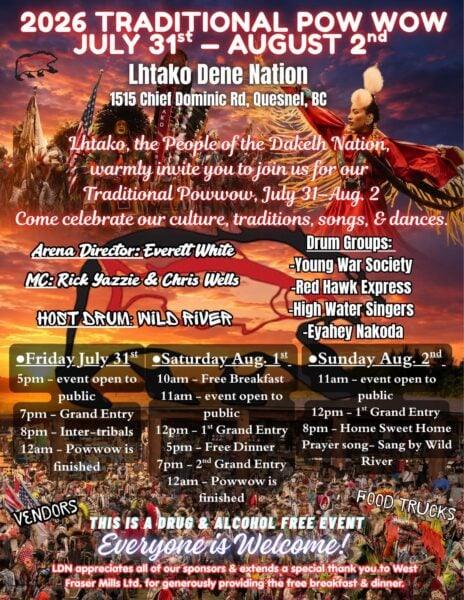 Lhtako Dene Nation Traditional Pow Wow 2026