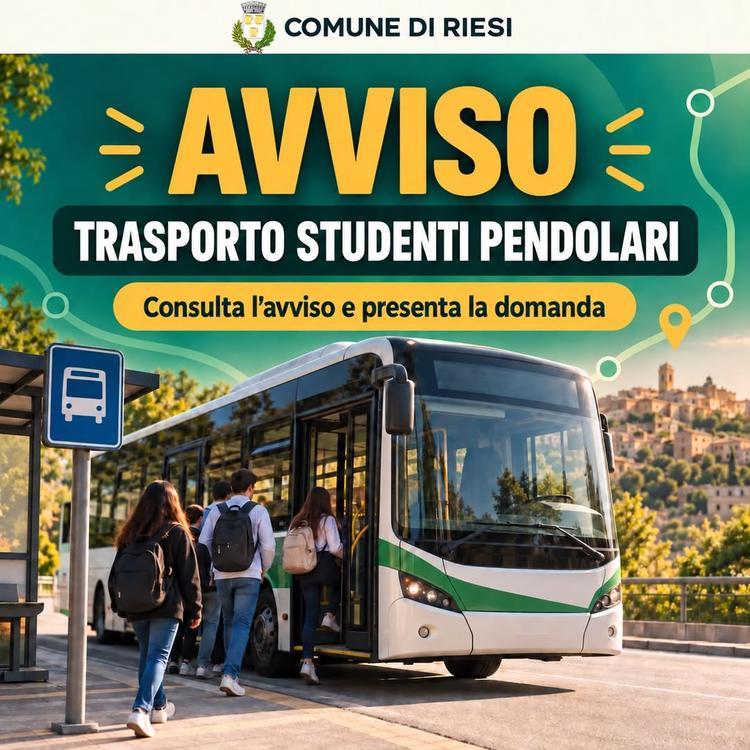 Avviso trasporto studenti pendolari a.s. 2026/2027 https://comune.riesi.cl.it/…/avviso-trasporto-studenti-pen…/