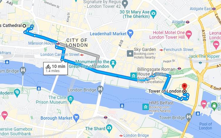 Part 2 of the Central London Route 30.5KM Cycle passed the Tower of London or His Majesty’s Royal Palace and Fortress