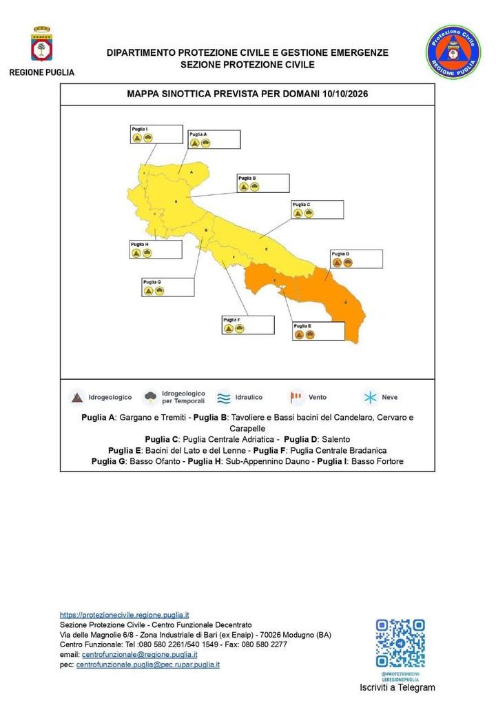 Allerta arancione per sabato 10 ottobre 2026 🟠 Per sabato 10 ottobre la Protezione civile regionale ha diramato un'alle...