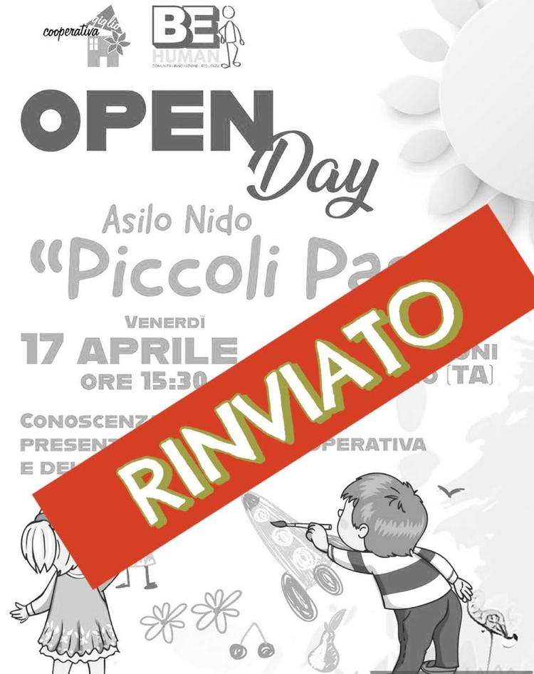 Si avvisa la cittadinanza che, per problemi tecnici, l’Open Day dell’asilo nido A Piccoli Passi, in programma per oggi,...