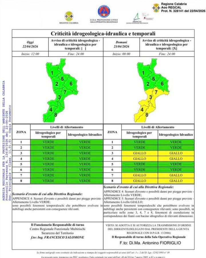 ⚠️ 𝐀𝐋𝐋𝐄𝐑𝐓𝐀 𝐌𝐄𝐓𝐄𝐎 𝐆𝐈𝐀𝐋𝐋𝐀 ⚠️  Il dipartimento della 𝗣𝗥𝗢𝗧𝗘𝗭𝗜𝗢𝗡𝗘 𝗖𝗜𝗩𝗜𝗟𝗘 della Regione Cala...