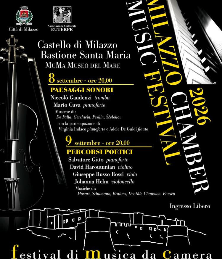 “Milazzo chamber music festival 2026”, al Castello torna la grande musica da camera