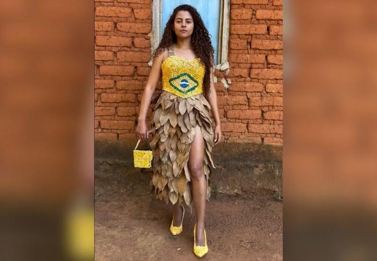 Glória Pires reage a look de milho criado por influenciadora do TO para torcer pelo Brasil na Copa