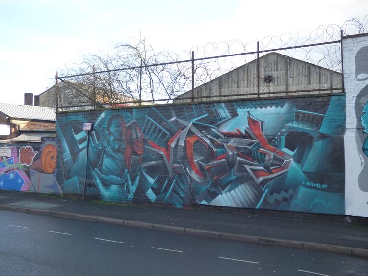 Graffiti art on Floodgate St by Void One. 