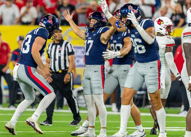 Carneiro’s 48-yard kick lifts No. 9 Ole Miss to 41-38 victory over No. 24 Louisville in thrilling season opener