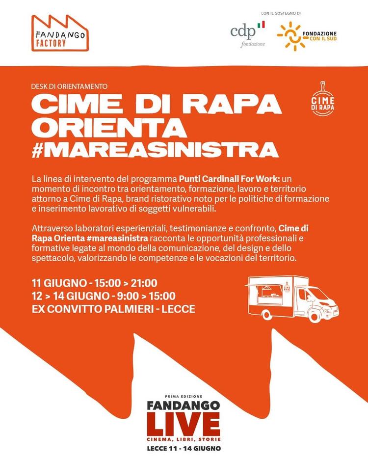 🎞️ #FandangoLive • WORKSHOP  CIME DI RAPA ORIENTA #mareasinistra è la linea di intervento del programma #PuntiCardinali...