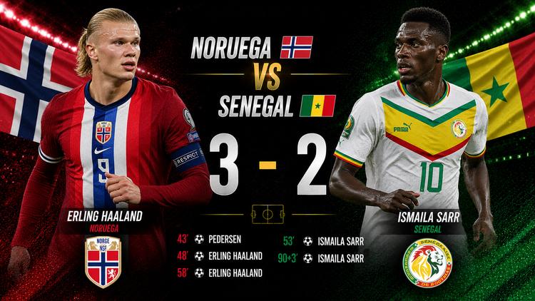 Noruega 3-2 Senegal en el Mundial 2026: Haaland doblete, clasificación asegurada y Senegal aún con vida por el tercer puesto