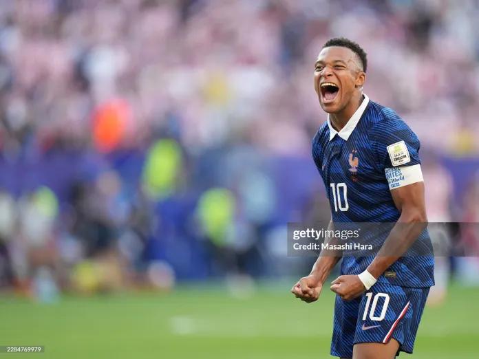 Kylian Mbappe of France celebrates the win during the FIFA World Cup 2026 Round Of 16 match between Paraguay and France at Philadelphia Stadium on July 04, 2026 in Philadelphia, Pennsylvania.  After his penalty eliminated Paraguay from the World Cup, Paraguayan senator Celeste Amarilla posted a torrent of racial abuse describing Mbappé, who is of Cameroonian and Algerian descent, as a 