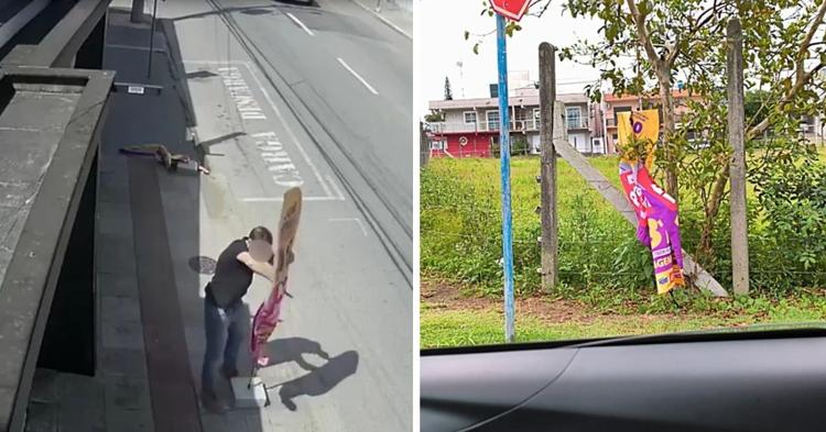 Câmeras registram homem destruindo materiais de campanha eleitoral em Itajaí; caso foi levado à Polícia Federal